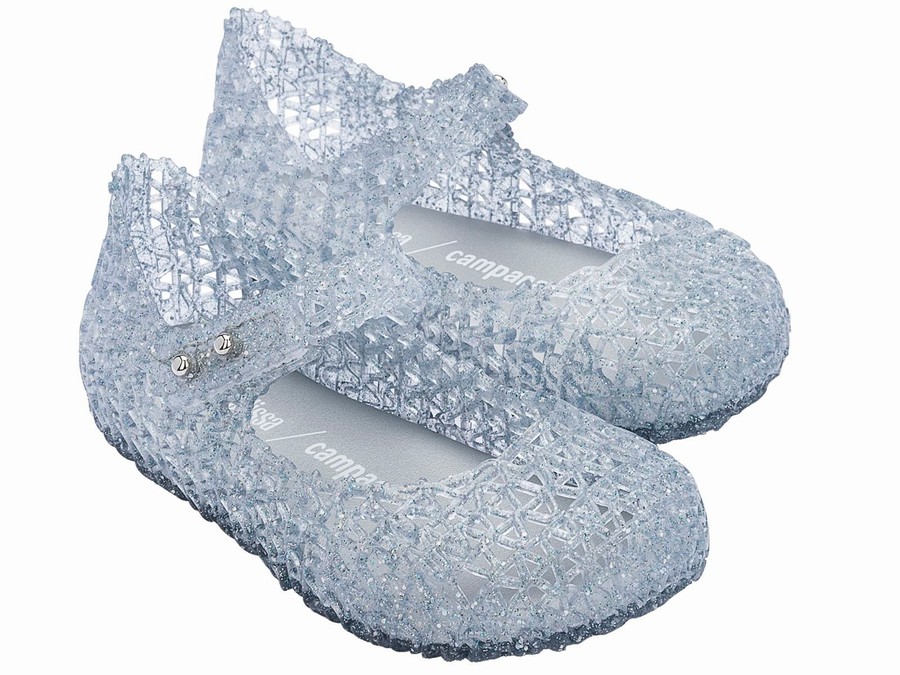 Bailarinas Mini Melissa Campana Papel Glitter Bebe - Hielo - Argentina PNG-782569
